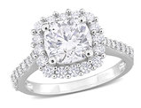 2.71 Carat (ctw) Lab-Created Halo Moissanite Engagement Ring in Sterling Silver